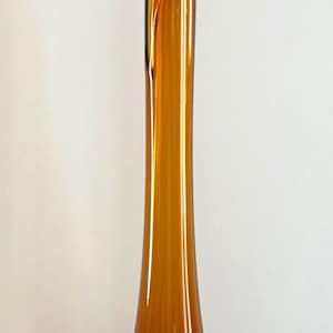 Vintage Mid Century LE Smith 24 1/4" Tall Honey Amber Glass Vase