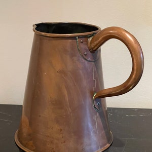 Antique Large Copper Pitcher Marked Ld Normanton
