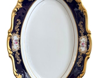 Vintage Reichenbach Echt Kobalt Germany Cobalt Blue & Gold Oval