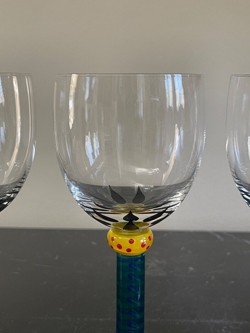 Kosta Boda Ken Done Collection Set of 3 Signed Palm Tree Wine Etsy