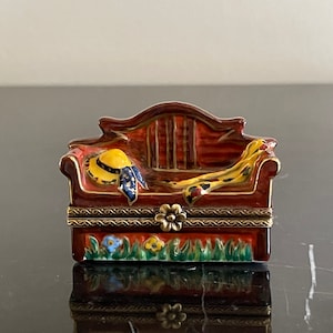 Limoges France Rochard Hand Painted Sofa Trinket Box