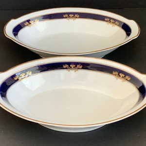 Arabia Finland White Cobalt Blue & Gold Serving Bowls Mark Dating 1949-1964