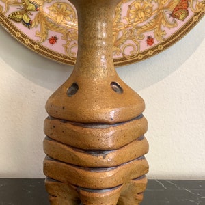 Artist Signed Footed Stoneware Pottery Vase