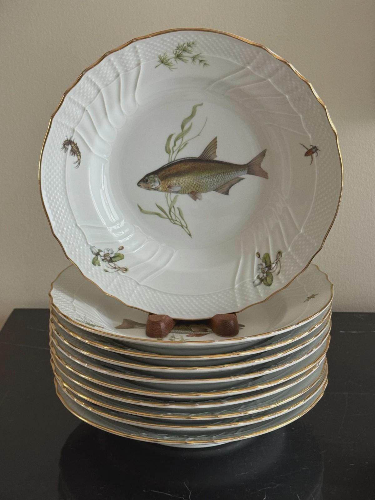 Vintage Set of 10 Richard Ginori Quenelle Scalloped Fish Soup