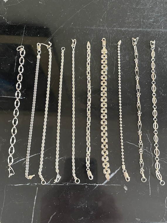 Fashion .925 Sterling Silver Set of 10 Chain Brace