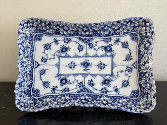 Royal Copenhagen Blue Fluted Full Lace Pierced Tray 1st Quality #1122