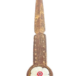 Antique Carved Wood and Enamel Decor Page Turner or Letter Opener