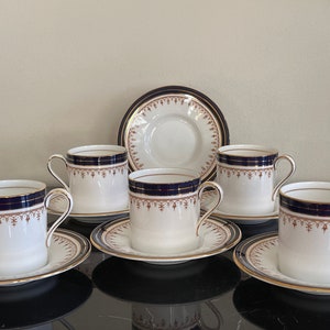 Aynsley Leighton Cobalt Blue 5 Demitasse Cups and 6 Saucers