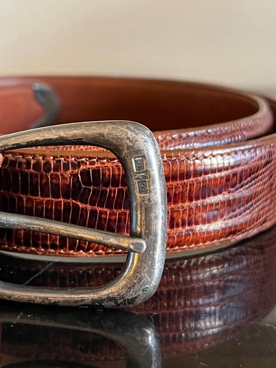 Ralph Lauren genuine leather belt【激レア】 Polo Ralph Lauren Belt 52 Alligator Croc Print Leather Brown