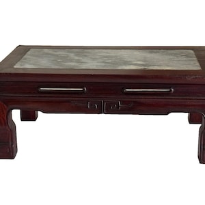 Vintage chinesische 14 1/8 &quot;Holzständer mit Marmorplatte