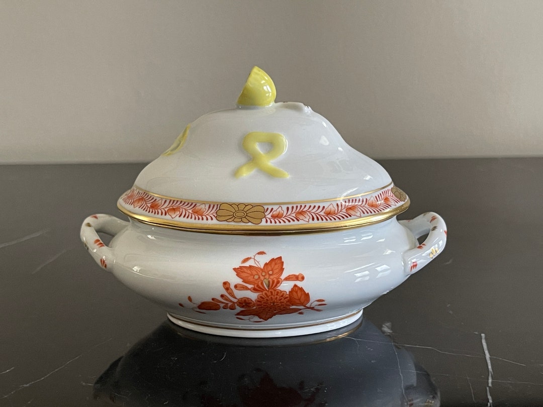 Herend Porcelain Hungary Chinese Bouquet Rust Mini Tureen # 6017