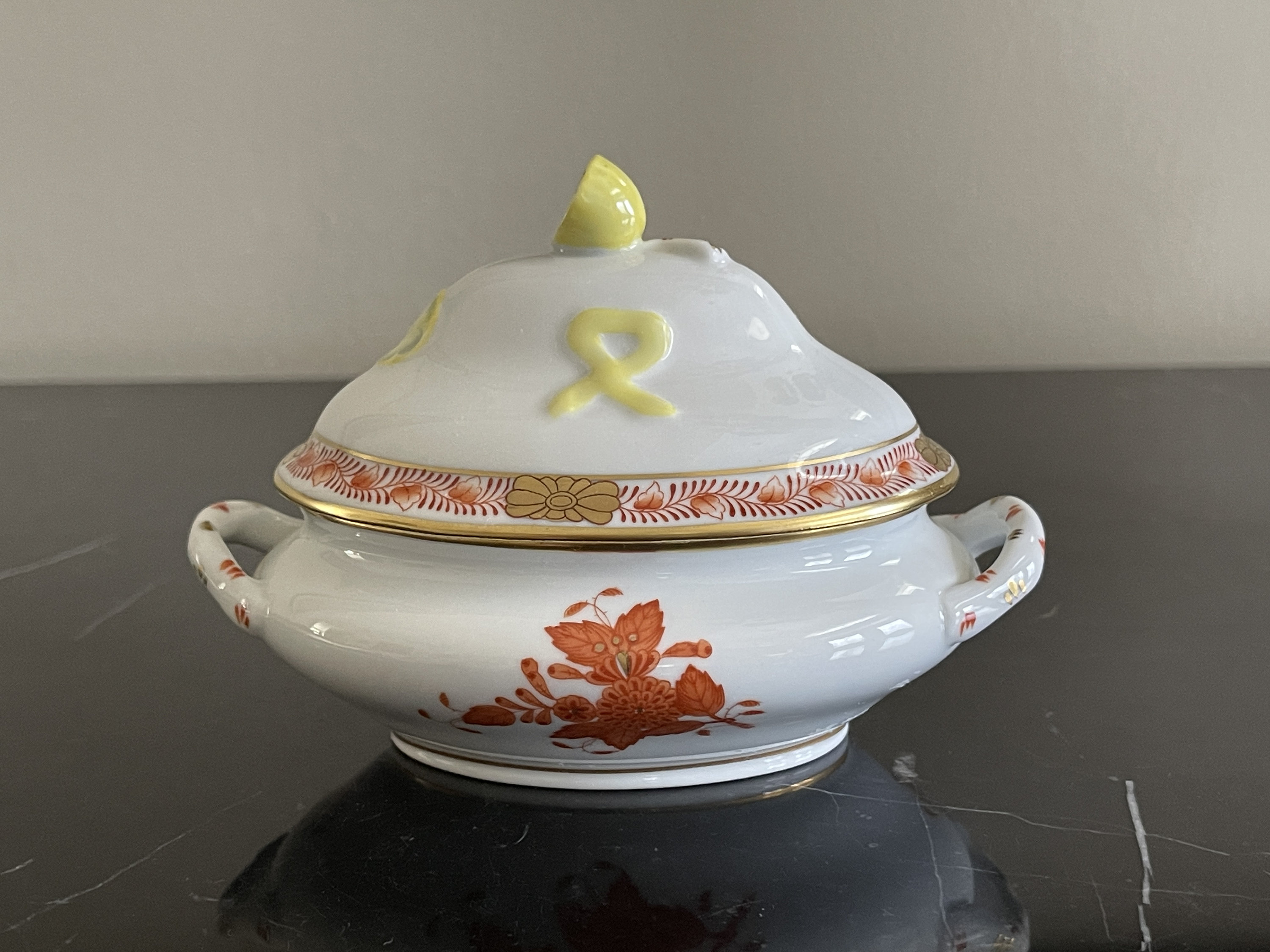 HEREND チューリン Herend Porcelain Hungary Chinese Bouquet Rust Mini Tureen # 6017