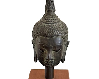 タイのスコータイの銅製仏頭（木台座付き） - Etsy 日本