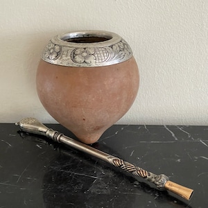 Vintage Silver 800 Yerba Mate Gourd Cup *