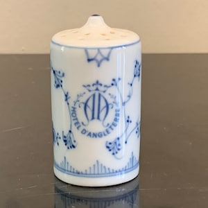 Bing and Grondahl B & G Blue and White Porcelain Salt Shaker from Hotel D'Angleterre