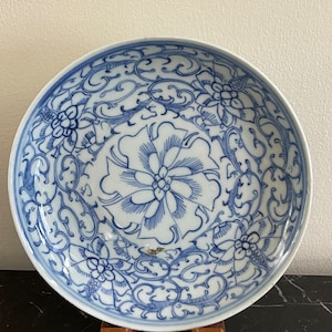 Vintage Chinese Export Canton 6 3/4" Blue & White Porcelain Plate