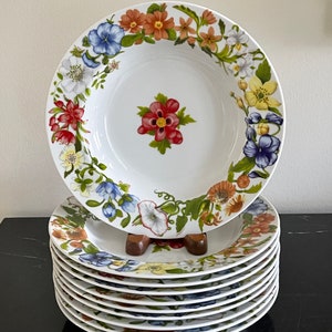 Taitu I Fiori Set of 10 Rim Soup Bowls Designed by Emilio Bergamin, Italy, 1989