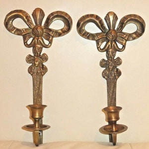 Vintage Pair Of Cast Metal Wall Sconces Candlesticks Candle Holders