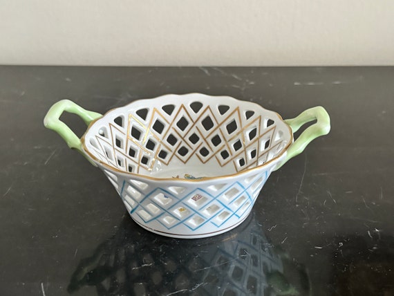 Herend Porcelain Openwork Floral Basket With Handles #7413/VBO - Etsy