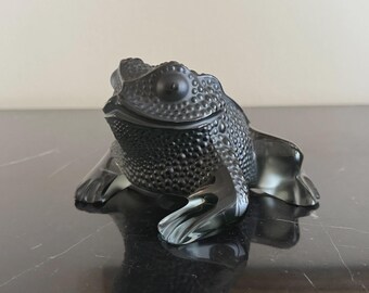 Lalique Kristall Frankreich Gregoire Schwarze Kröte Frosch Figur Briefbeschwerer