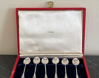 Cartier スプーン 6本セット 赤いケース付き ヴィンテージ カルティエ スターリングシルバー .925 ティースプーン 6