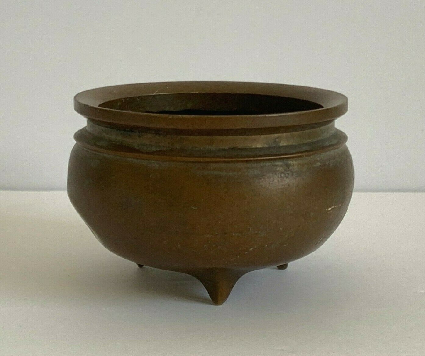 Antique Chinese Three-Legged Bronze Brass Censer Incense Burner