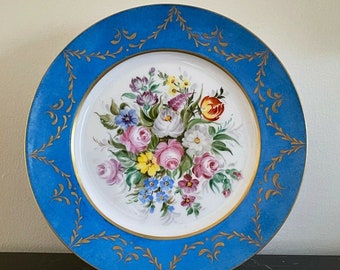 Selb Bavaria Germany Heinrich Blue Floral Dinner Plate