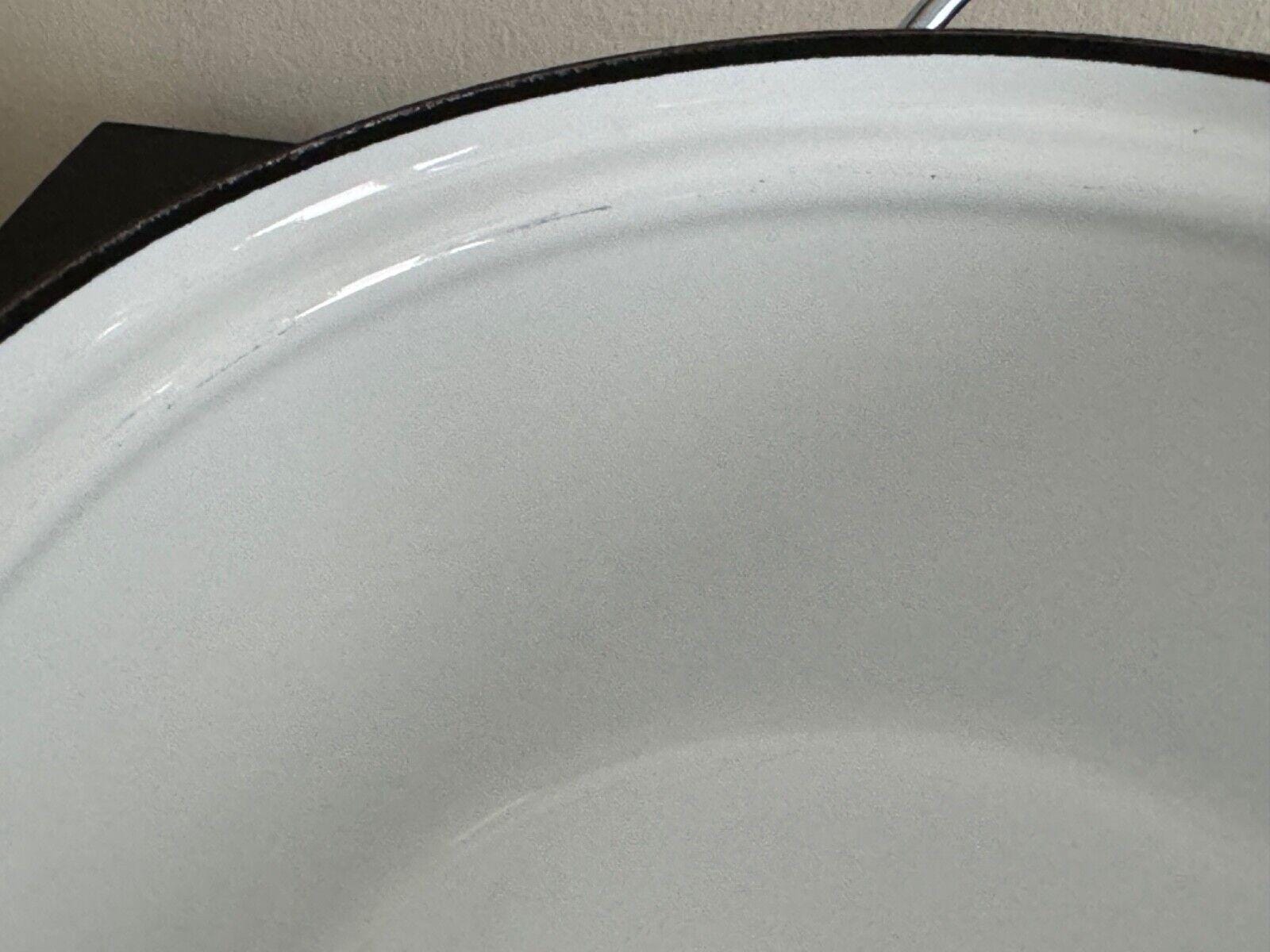 Cathrineholm White and Avocado Green Lotus Enamel 4 1/8