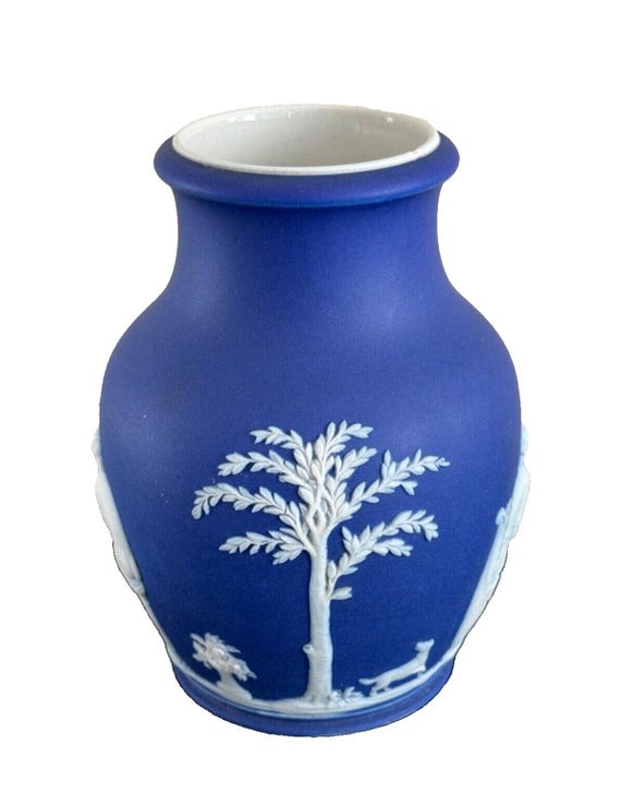 アンティーク ウェッジウッド 1800 年代 ブルー ジャスパーウェア 磁器