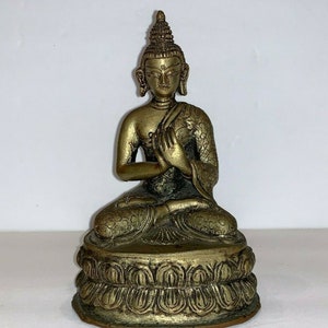 Vintage Buddhism Thai Metal Buddha Sculpture Statue