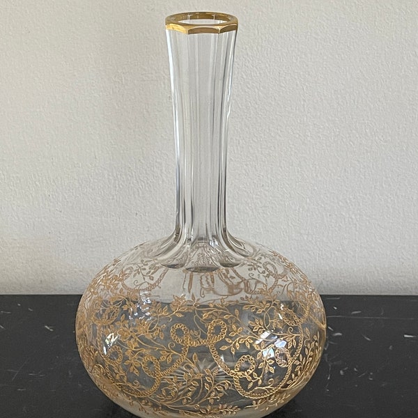 Extraordinary Antique Baccarat Crystal Raised Gold Decanter