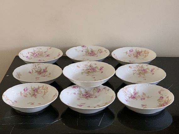 Antike Theodore Haviland Limoges Set von 10 Dessert Schalen