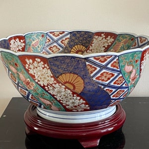Gorgeous Large Antique Japanese Imari Meiji Period Punch Bowl or Centerpiece