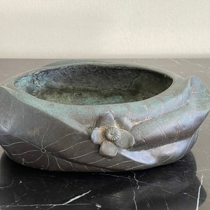 Japanese Bronze Leaves and Flowers Bowl