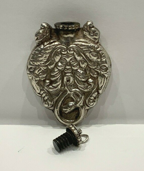 Antique Repousse Sterling Silver .925 Flask Bottl… - image 2