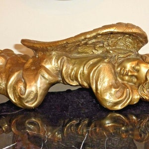 Stunning Vintage Sleeping Angel Bronze Sculpture 13"