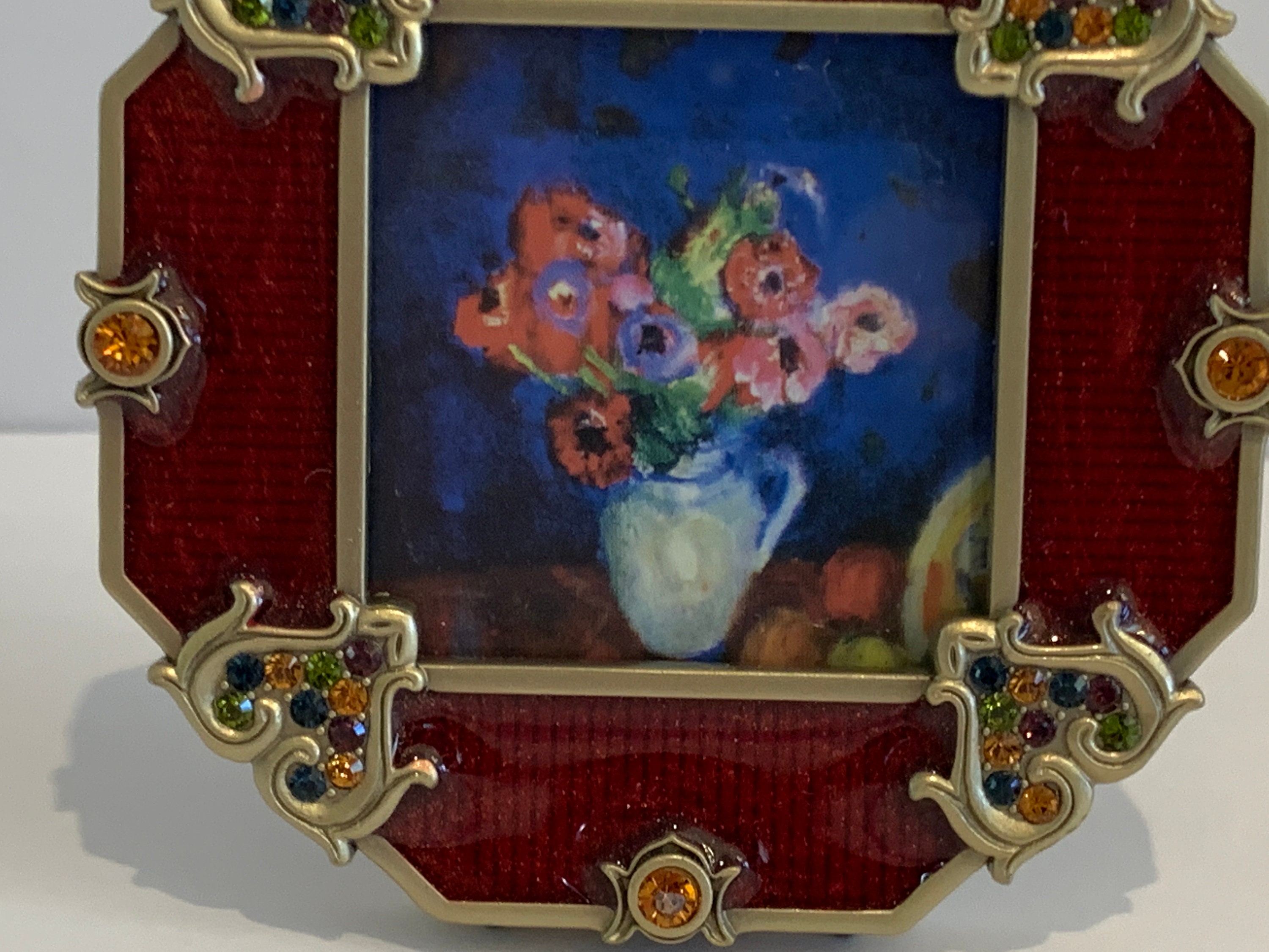 Jay Strongwater Red Enamel Crystals Square Picture Frame - Etsy