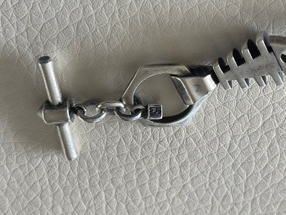 Modern Sterling Silver Fish Bone Toggle Bracelet … - image 6