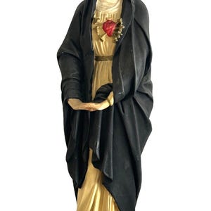 Estatua católica cristiana vintage de la Virgen de los Dolores o María Dolorosa de 53 cm de altura