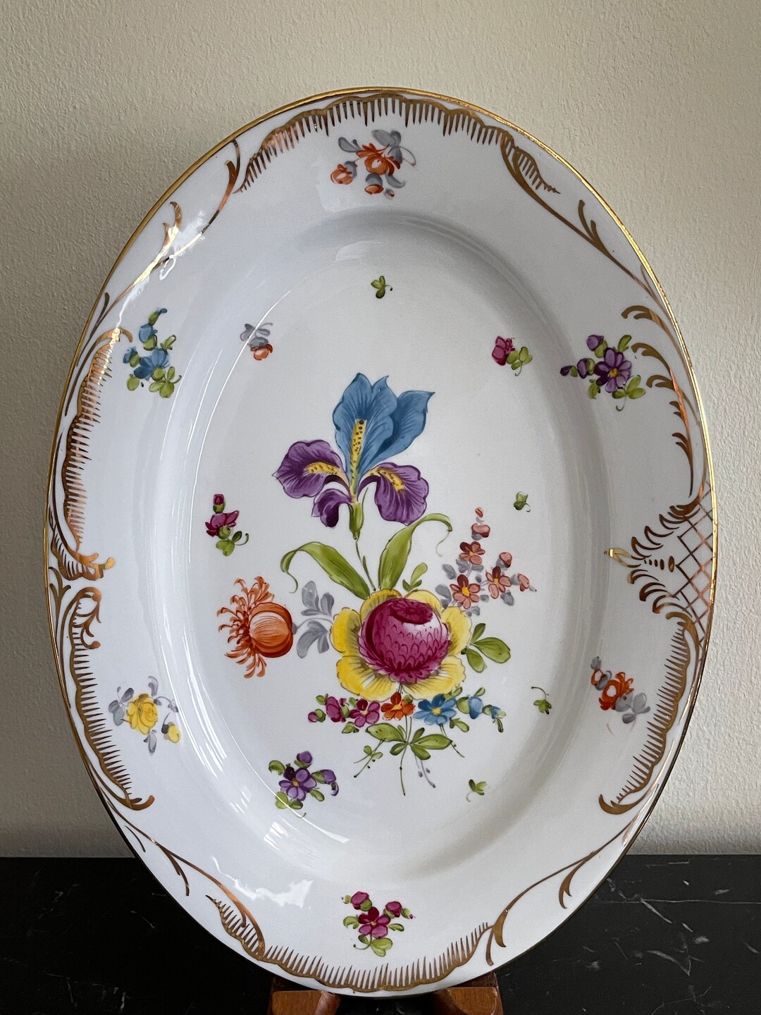 ドレスデン 花柄プレート Dresden Porcelain Hand Painted Floral 11 1/4