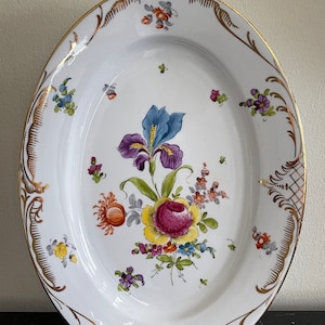Dresden Porcelain Hand Painted Floral 11 1/4" Server Dish or Platter