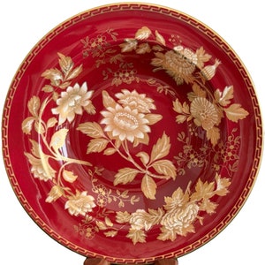 Vintage Wedgwood Ruby Tonquin Gold and Red Colors 7 7/8" Rimmed Soup Bowl