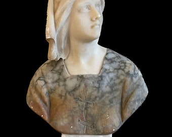 E. Guerrieri (Early 20th Century Italian) Joan of Arc Marble Bust Sculpture