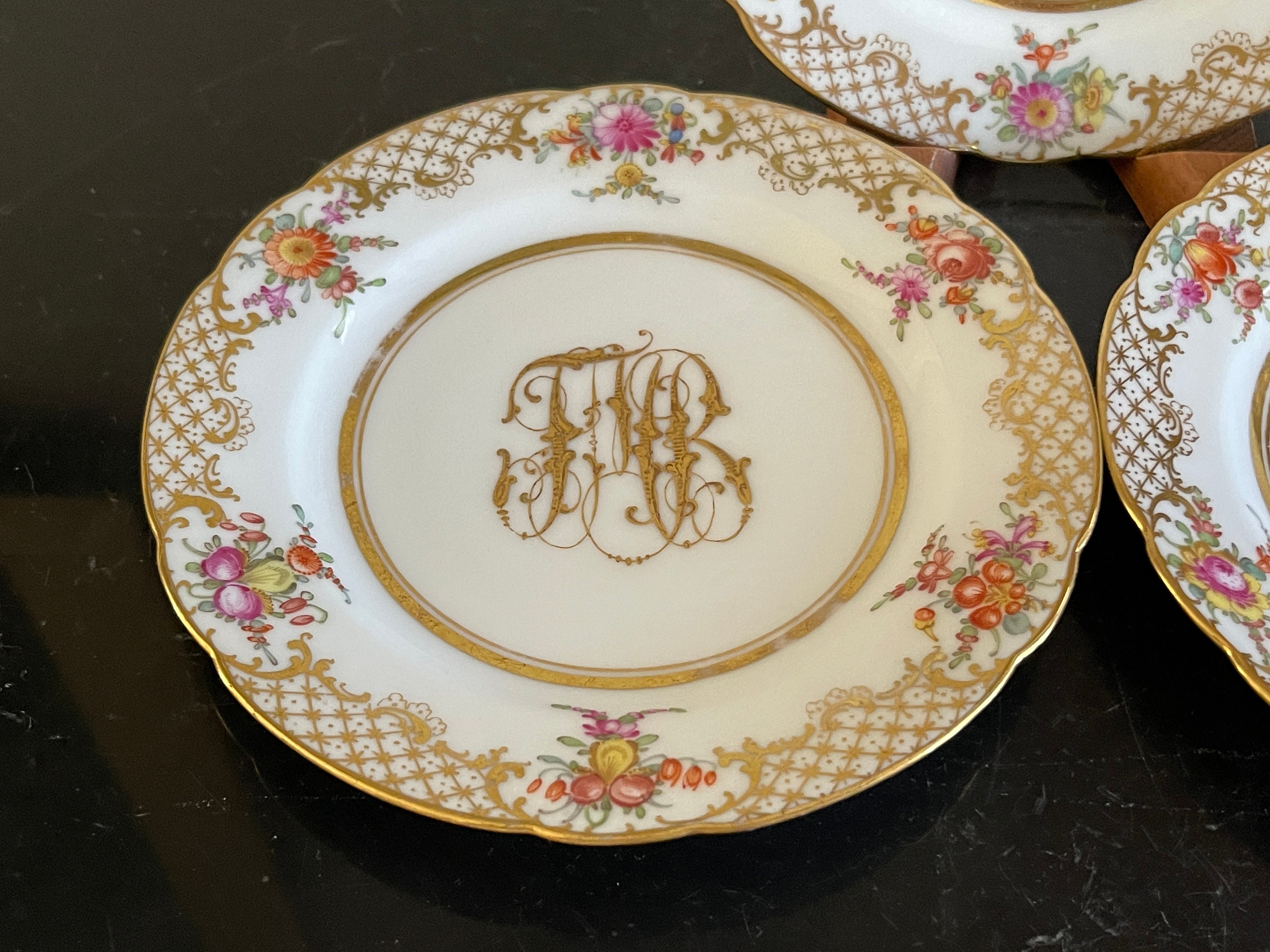 アンティーク ドレスデン アンブロジウス ラム 磁器 パンまたはサイド