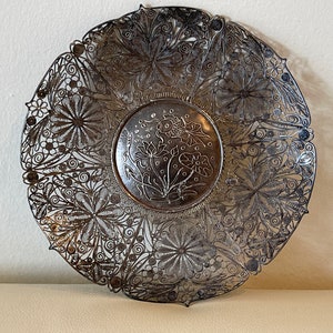 Fine Antique Chinese Silver Filigree Round Dish 130 Grams
