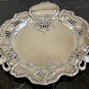 Antique 1800's Austrian Vienna Art Nouveau Silver Tray 596 Grams