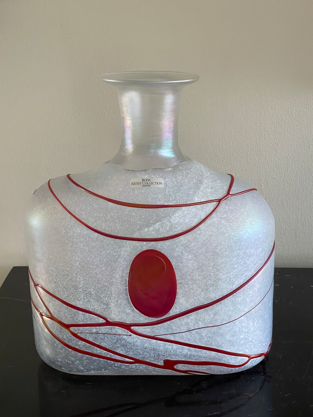Vintage Huge Swedish Galaxy Red Glass Vase Designed by