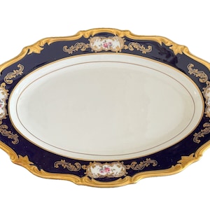 【Reichenbach】Echt Kobalt/コバルト/キャバレーディッシュ Vintage Reichenbach Echt Kobalt Germany Cobalt Blue & Gold Oval