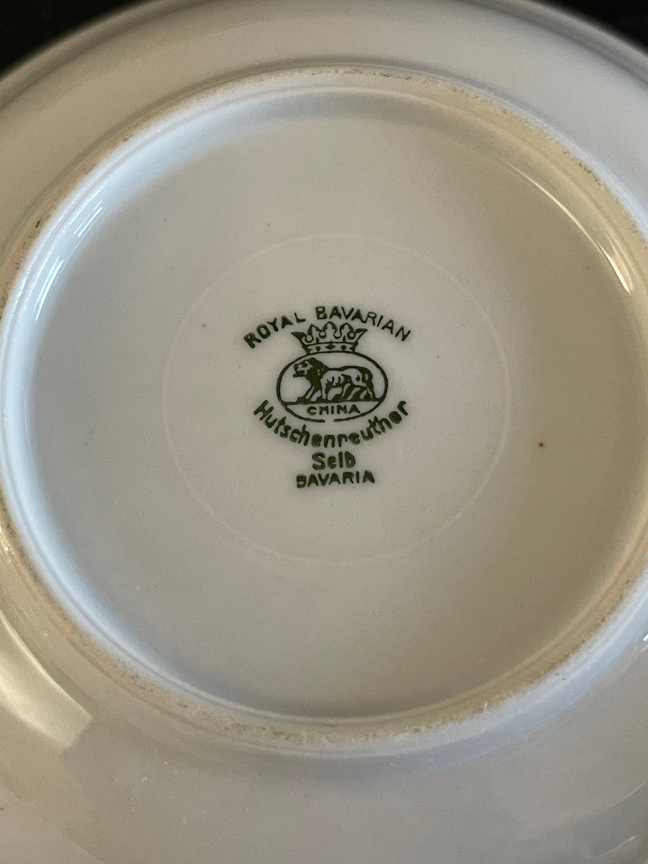 Hutschenreuther Selb Bavaria Porcelain Gold Encrusted Tea Cups and