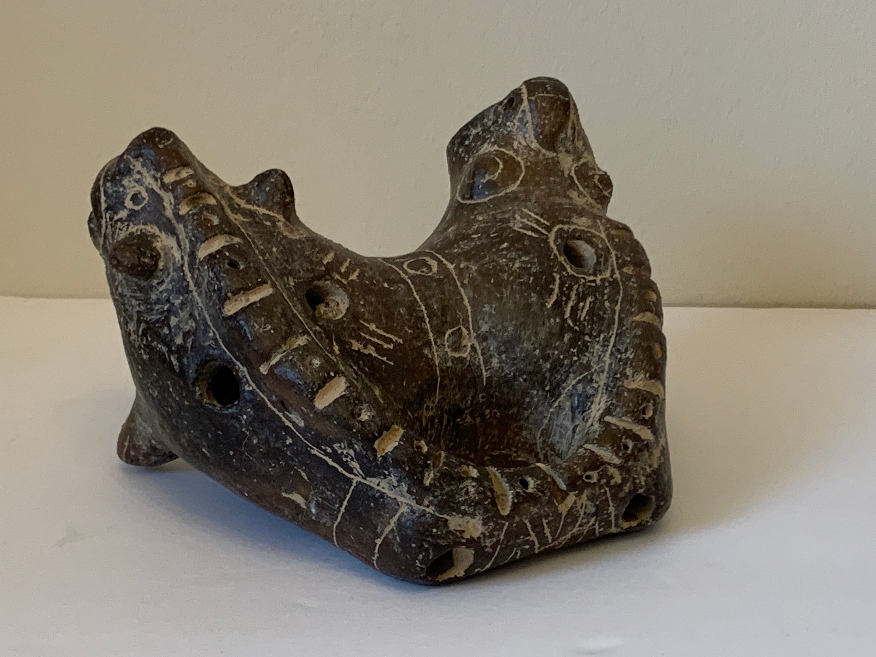 Pre Columbian Carved Stone Ocarina Art Sculpture